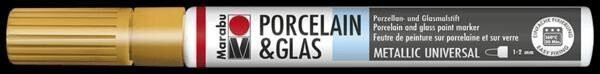 Marabu Popisovač na sklo/porcelán 1-2 mm - zlatý