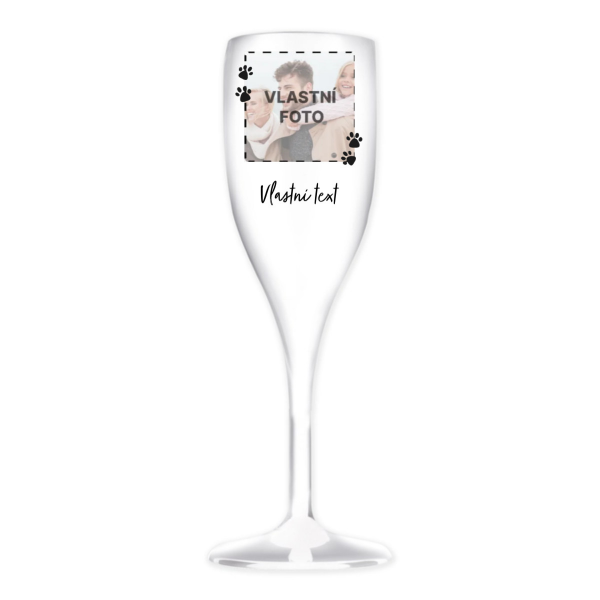 Personalizovaná nerozbitná prosecco sklenice s fotkou mazlíčka a textem