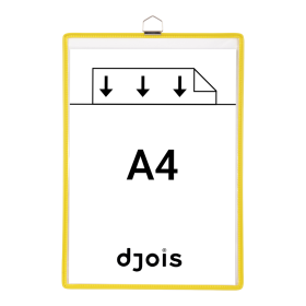 Djois rámeček s kapsou a očkem, A4, otevřený shora, žlutý, 5 ks