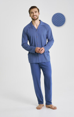 Taro Darek 3483 long/r M-2XL Z25/26 pánské pyžamo bez knoflíků džínovina L