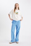 DEFACTO Cool Straight Fit Striped Mid Waist Poplin Trousers