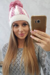 Dámská čepice s bambulí Rozalia K323 světle růžová+bílá UNI