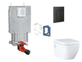 GROHE - Uniset Set předstěnové instalace, klozetu, sedátka SoftClose, tlačítka Even a sady pro vhazování tablet, phantom black SANI15BB5117