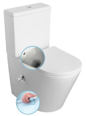 SAPHO - PACO CLEANWASH WC kombi, integrovaná baterie a bidet. sprška, spodní/zadní odpad, bílá PC1012RX