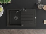 MEXEN/S - Bruno granitový dřez 1-miska s odkapávačem včetně baterie Carla, černá/zlatá metalik 6513-75-670700-70-B