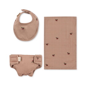 Konges Sløjd Doplňky pro panenku z organické bavlny Cherry Blush – set 3 ks, růžová barva, textil