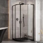 BESCO - Set čtvrtkruhový kout ZARYA BLACK + vanička AXIM STONE EFFECT - Barva rámu - Černá, Rozměr A - 80, Rozměr B - 80, Výplň - Čiré bezpečnostní sklo - 5 mm BCZBAXS80190