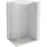 MEXEN/S - Lunar sprchový kout čtvrtkruh křídlový pravá 90 x 70, transparent, zlato kartáčovaná 833-090P-070L-55-00