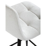 Židle barová, bílá látka, čtyřnohá kovová podnož, černý mat