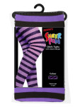 Smiffys Dětské punčocháče - pruhované - fialová a černá-6-12 let