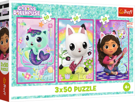 Puzzle Seznamte se s Gabby a kočkami 3v1 3x50 dílků