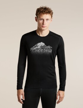 Pánské merino triko dlouhý rukáv ICEBREAKER Mens Merino 200 Oasis LS Crewe Rising Light, Black velikost: M