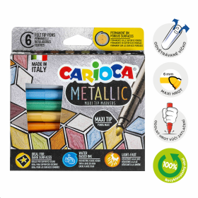 Carioca fixy Metallic, maxi hrot, 6 ks, mix barev
