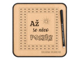 Mdeco Dřevěná pokladnička škrtací + fixa - Až se něco posere - 20x20cm