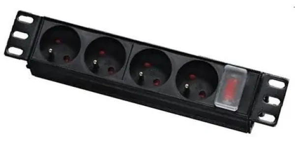 OEM LEXI-net 10" černá / Rozvodný panel / 4x 230V / přepěťová ochrana / vypínač / kabel 1,8 m (NAPPAN-4-10)