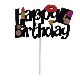 Dortisimo Zapichovací dekorace na dort Happy Birthday s make-upem