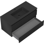 MEXEN/S - Rivel koupelnová skříňka 100 cm s umyvadlem Otis, 2 zásuvky, reliéf , černá mat 91A20-10047-2-BFF71-W18M71