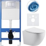 CERANO Kompletní podomítkový WC set Lite/Cesso - bílá matná - WC tlačítko Classic, chrom - předstěnová instalace/sádrokarton - 49x36 cm