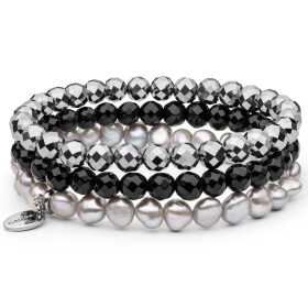 Souprava tří náramků Jasmine - sladkovodní perla, onyx, terahertz, Barevná/více barev 19 cm