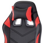 Herní křeslo, červená a černá ekokůže, houpací mechanika, opěrák 135°