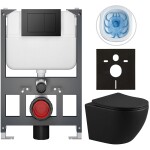 CERANO - Kompletní WC set Basic/Cesso - černá matná - WC tlačítko Maxio/Černá - závěsné - nízký modul - předstěnová instalace - 49x36 CER-8050BD86354
