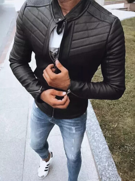 Pánská kožená bunda černá FashionStreet TX4243 L