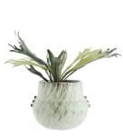 MADAM STOLTZ Keramický obal na květiny Off White 21 cm, krémová barva, keramika