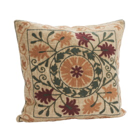 MADAM STOLTZ Vyšívaný povlak na polštář Suzani Natural 45 × 45 cm, béžová barva