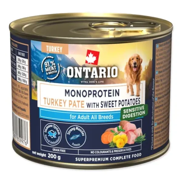 ONTARIO Konzerva Adult monoprotein krůtí paté s batáty 200 g / Konzervy pro psy / Superprémiové / Grain free (214-859976)
