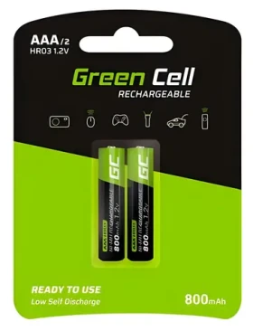 Green Cell Nabíjecí baterie AAA HR03 / Baterie / NiMH / 1,2V / 800mAh / 2 ks (GR08)