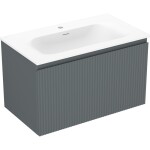 MEXEN/S - Rivel koupelnová skříňka 80 cm s umyvadlem Vela, 1 šuplík, reliéf , grafit mat/bílá mat 91A20-08047-1-BF66-W23M01