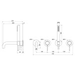 SAPHO - ULTRAMIX podomítková vanová baterie s hubicí a ruční sprchou, 2 výstupy, černá mat/chrom UT093BC