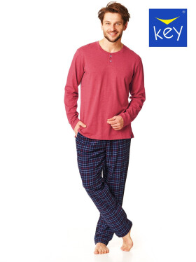 Pánské pyžamo Key Mns 451 B22 M-2XL kaštanově modrá XXL