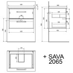 AQUALINE - VEGA umyvadlová skříňka 62x50x43,6cm, 2x zásuvka, bílá VG064