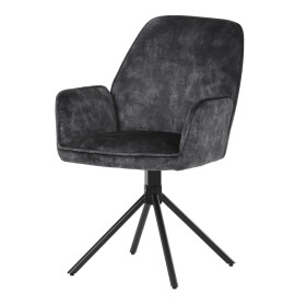 Židle jídelní a konferenční, černá látka v dekoru žíhaného sametu, kovové černé nohy