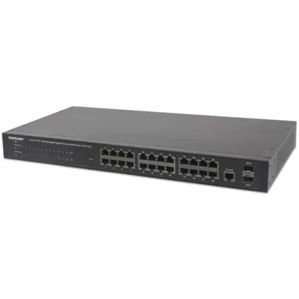 Intellinet Switch 24x GE Web-Managed PoE+ / Switch / 24-port / 1000 Mbps / 2x SFP / 24x PoE+ / 19" (560559)