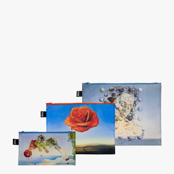 Taštičky na zip 3 ks LOQI SALVADOR DALI Flight of a Bee, Meditative Rose, Spheres