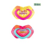 Canpol babies Set symetrických silikonových dudlíků Ligth touch 0-6m NEON LOVE - růžový