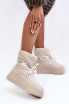 Dámské sněhule s ozdobným svazováním světle béžové Siracna 38