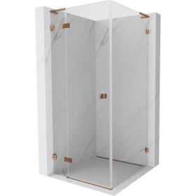 MEXEN/S - Lunar L sprchový kout dveře křídlové levá 80 x 80, transparent, růžové zlato 834L-080-080-60-00-L