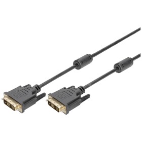 Digitus DVI kabel DVI-D 18 + 1 pól Zástrčka, DVI-D 18 + 1 pól Zástrčka 3.00 m černá AK-320100-030-S lze šroubovat, s feritovým jádrem DVI kabel