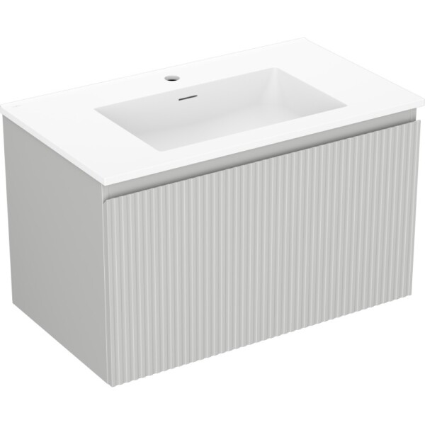MEXEN/S - Rivel koupelnová skříňka 80 cm s umyvadlem Otis, 1 šuplík, reliéf , šedá mat/bílá mat 91A20-08047-1-BF62-W18M01