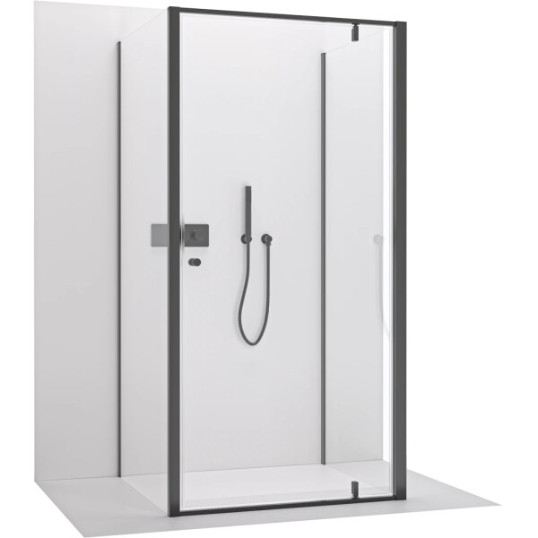 CERANO - Třístěnný sprchový kout Ferri U L/P - 6 mm - černá matná, transparentní sklo - 100x100x195 - pivotový CER-8050BD7850