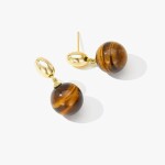 Náušnice s 12 mm tygřím okem Rhianna - stříbrné zapínání, Hnědá