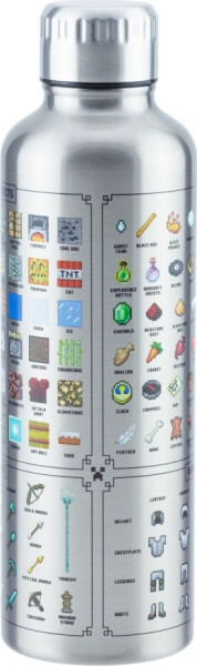 Minecraft Láhev na pití nerezová - Ikony, 500 ml