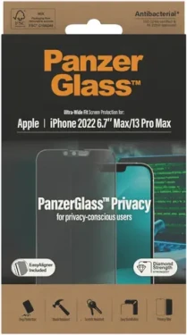 PanzerGlass ochranné sklo Privacy pro Apple iPhone 14 Plus/13 Pro Max s instalačním rámečkem P2785