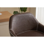 Židle barová, potah hnědá látka v dekoru vintage kůže, chromová podnož