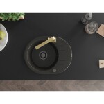 MEXEN/S - Kevin granitový dřez s odkapávačem včetně baterie Rita, černá/zlatá metalik 6517-75-670300-50-B