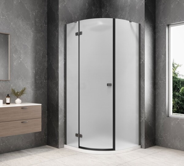 POLYSAN - GLOBE GUN METAL čtvrtkruhový sprchový kout 1000x1000, matné sklo, levé GB2610MLGM