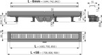 Alcadrain Podlahový žlab s okrajem pro perforovaný rošt a s pevným límcem ke stěně APZ30-650M APZ30-650M